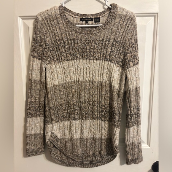 Jeanne Pierre women’s brown and tan striped knit sweater-size medium - Picture 1 of 8